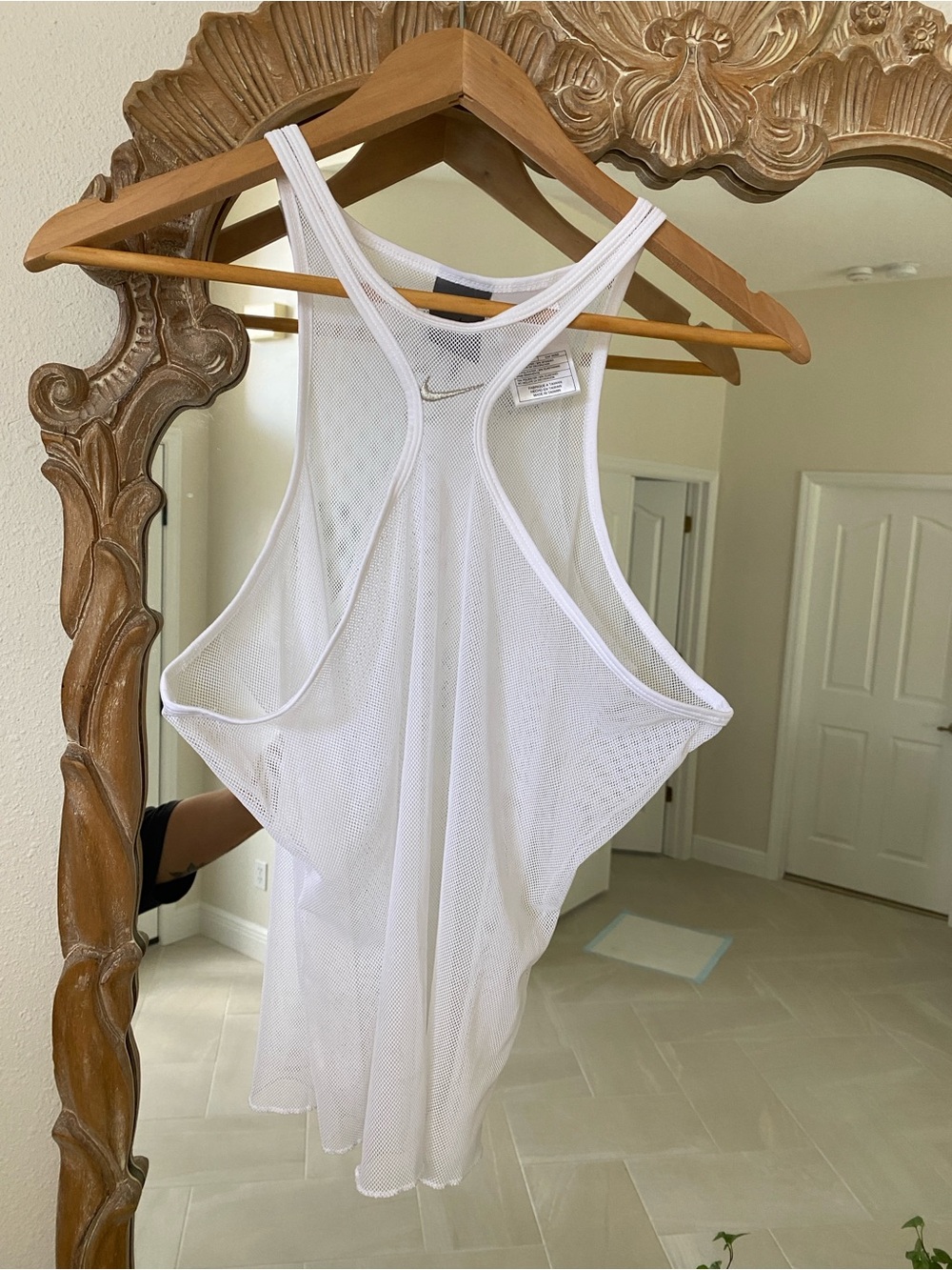 Nike White Mesh Dri-FIT Racerback Tank